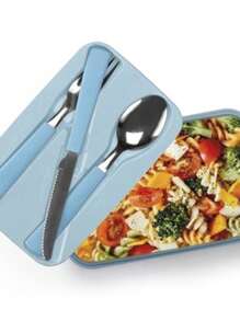 Lunch Box With BPA Quality Plastic Cutlery Holder 900 ML - 灰色 - 查看 4