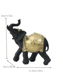 Estatua/ornamento de elefante negro y dorado, decoración de artesanía de resina para dormitorio y oficina - Negro - Ver 7