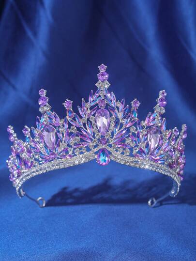 1 pieza Elegante y lujoso accesorio para el cabello tipo corona barroca de cristal, tiara nupcial de boda, ornamento para el cabello de princesa romántica para cosplay, fiesta y evento, accesorio de San Valentín