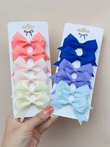 6入組實心髮夾，適用於寶寶緞帶蝴蝶結髮夾精品手工頭飾幼兒女孩髮飾 - 彩色 - 查看 2