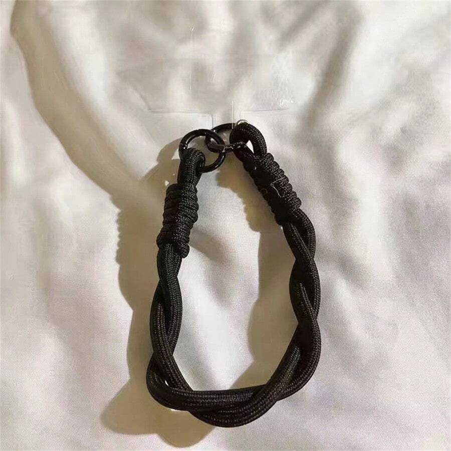 創意編織短款相機/手機掛繩，彩色結構設計，配有可拆式防丟鑰匙扣和掛繩 - 掛繩編號-A61 - 查看 1