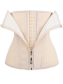 1pc Women's Latex Waist Trainer With Zipper Closure And Hooks, Body Shaper For Tummy Control, Suitable For Various Occasions