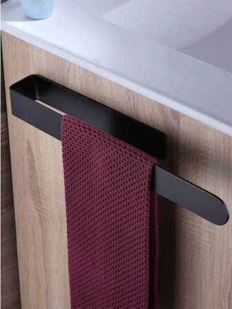 1pc Thickened Bathroom Towel Rack Without Drilling, Bathroom Towel Bar & Storage Shelf, Towel Hanger