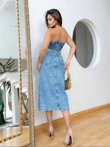Women Jeans - Màu xanh bụi bặm - Xem 2