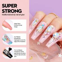 8g/20g 美甲水钻胶水凝胶非液体透明美甲宝石胶水凝胶可擦拭超强粘合美甲胶水凝胶用于指甲装饰 3D 宝石饰品花朵（需要美甲灯）