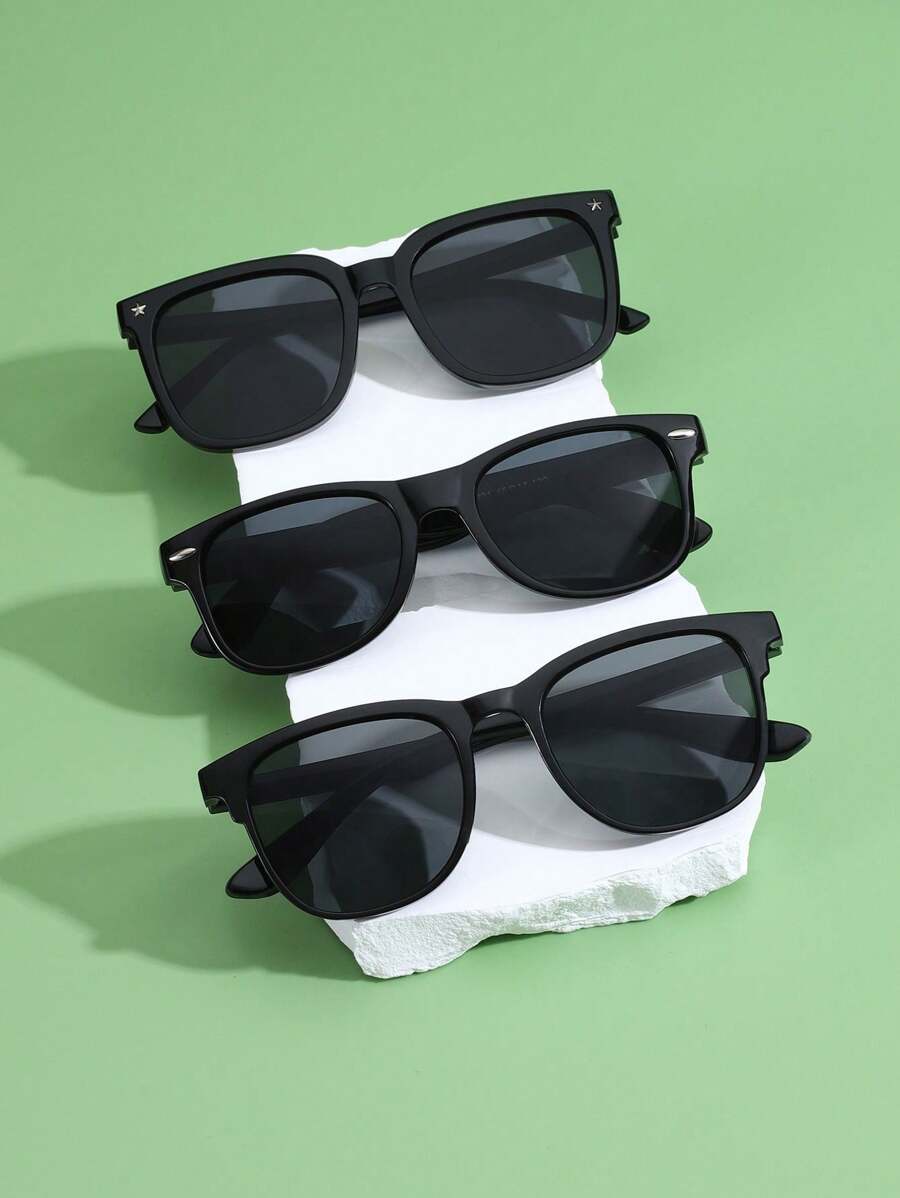 3 Pairs Children's Square Frame Glasses, Simple & Fashion, For Boys & Girls, Suitable For Party, Daily Life And Outdoor Travel Accessory - Multicolor - View 1