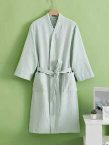 1 件华夫格浴袍，男女通用成人和服式浴袍，春夏家居服，水疗酒店浴袍，吸水速干，宽松版型，多色，浴室必需品，家居用品浴室装饰返校