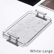1pc Acrylic Clear Serving Tray With Handle Decorative Tray Organiser For Ottoman Coffee Table Countertop With Handles Luxurious Storage Rack For Kitchen Spices, Snacks, Cosmetics Organizer, Fridge, Home Necessity Back To School