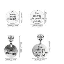 10pcs Inspirational Words Charms Lettering Saying Pendants Engraved Message Charms For Jewelry Making Hand Craft Supplies Jewelry Findings For DIY Necklace Bracelet Earring Key Chains Never Never Give Up She Believed She Could So She Did - Antique Silver - View 5