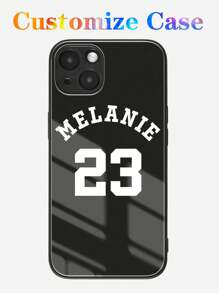 Apple Fußballmotiv Unisex personalisierte Mode Name/Team/Nummer rutschfeste, stoßfeste vollständige schwarze Abdeckung Hartglashülle für 11/12/13/14/15 Pro Max, anpassbar kompatibel mit Samsung, personalisiert, einzigartig, individuell, ideal als Geschenk für ihn, ideal als Geschenk für sie, Freund, Freundin, Familie, Freunde, Großeltern, Paar, für Jahrestage, für Geburtstage