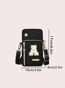 1pc Sports Wallet/Phone/Handbag/Backpack/Coin Purse/Keychain/Long Wallet/Shoulder Bag/Adjustable Strap Crossbody Bag (DIY Alphabet Stickers) - Black - View 9