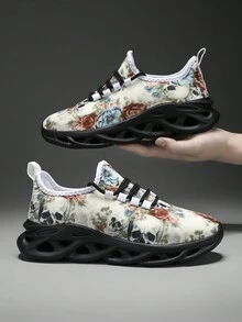 Halloween Skull Gothic Style Casual Sports Shoes For Men And Women, Couples' Lightweight Blade-Style Sneakers, And Versatile Men's Shoes With Soft Soles For Running - Beige - View 4