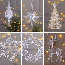 1 Pc Snowflake Icicle Drop Ornaments Crystal Christmas Tree Transparent Decoration Pendant Christmas Home Decoration Christmas - Transparent - View 7