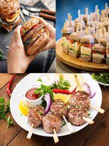 100 chiếc xiên tre nướng, dụng cụ chọn thực phẩm để sử dụng trong nhà và ngoài trời, xiên nướng BBQ, dụng cụ hái trái cây, dụng cụ làm bánh mì kẹp thịt - Màu be - Xem 5