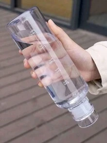 1pc 500ml Or 750ml Plastic Sports Water Bottle, Large Capacity, Leak-Proof, With Time Marker, Creative Anti-Drop, Suitable For Outdoor, Camping - Clear - View 3