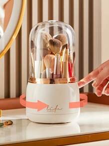 1pc Cosmetic Brush Storage Box Makeup Vanity Organizer For Brushes, Eyebrow Pencils, And Pens
