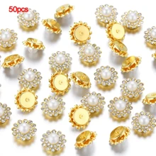 50pcs 10mm/12mm/14mm Sunflower Drill Round Pearl Hand Sewing Button, DIY Clothing Decoration Handbags Hat Decoration - White - View 9