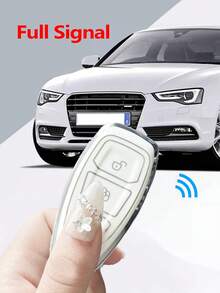 Fashionable Rhinestone Braided Leather Keychain + High-End Silver TPU Car Key Case + Suitable For Focus Key Cover EcoSport Mondeo Car Key Fob Case Keychain - White - View 4