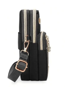 1pc Sports Wallet/Phone/Handbag/Backpack/Coin Purse/Keychain/Long Wallet/Shoulder Bag/Adjustable Strap Crossbody Bag (DIY Alphabet Stickers) - Black - View 8