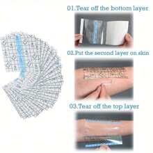 100pcs Waterproof Tape Waterproof Bandage, Transparent Film Dressing Adhesive Bandage, Suitable For Shower, Swimming, Protection And After Tattoo Care - Blue - View 3