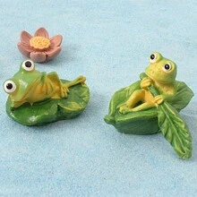 2 piezas Decoración de musgo en forma de rana para micro paisajes, decoración creativa pequeña de rana para insertar en pasteles, flores suculentas y hojas de árbol, adecuada para micro paisajes - Multicolor - Ver 3