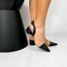 Women Heeled Sandals - 黑與白 - 查看 4
