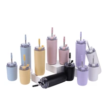 Vaso de acero inoxidable con Con Popote 480 ML - Amarillo - Ver 2