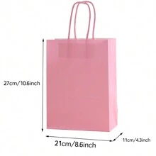 12 piezas de bolsas de papel kraft rosa grandes - Bolsas para regalos, compras y detalles de fiesta con asas, para cumpleaños, bodas, etc., de vuelta a la escuela, Día de San Valentín - Rosa - Ver 2