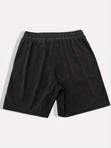 Shorts de tenis con cordón en la cintura y parche con letra para hombre