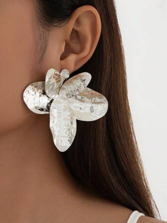 1 par överdrivna fashionabla metallblad överdimensionerade örhängen för kvinnor Smycken - Festivalpresent