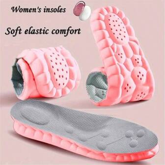 1pair Super Soft Women's Comfort Insoles - Self-Adaptive Elasticity, Breathable, Sweat-Absorbent - Ideal For Sports And Casual Shoes, Pink,Shoes And Boots Accessories, Back To School Supplies