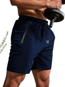 VUUG Men's Three-Piece Summer Drawstring Waist Gym Shorts, Solid Color, Thin, Soft, Woven, Casual Outdoor Pants With Zippered Pockets - The Ideal Gift For Men - Multicolor - View 4