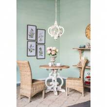 French Country Wood Chandelier, 6-Light Farmhouse Pendant Light Fixture With Adjustable Chain For Kitchen Foyer Hallway Entryway, Bulb Not Included