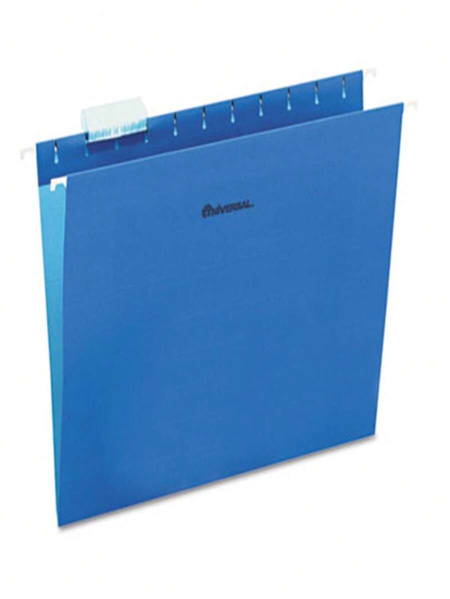 Universal 14116 Hanging File Folders- 1/5 Tab- 11 Point Stock- Letter- Blue- 25/Box - 彩色 - 查看 1