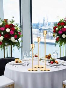 [Multiple Colors Available Candlestick]Simple And Luxurious Dining Table Decoration Candlestick Romantic Candlelight Dinner Minimalist Style Metal Gold Conical Candlestick, Suitable For Weddings, Dinners, Parties, Suitable For 3/4 Inch Thick Candles And Led Candles