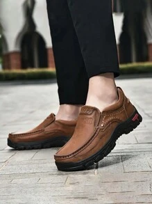 Salkin 设计师奢华手工男士一脚蹬乐福鞋休闲鞋，皮革驾车鞋，男士轻便透气防滑平底鞋，适合春夏秋季户外和日常穿着，请订购大一码 - 棕色 - 查看 3