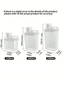 1 pieza / Set de 3 Dispensador de gel de ducha, Caja de almacenamiento de detergente en polvo, Cubo de plástico de gran capacidad transparente, Recipiente dispensador de jabón, con taza medidora, a prueba de caídas y fugas, Botella dispensadora con forma de embudo, Herramienta doméstica esencial para el baño y la lavandería, Dormitorio, Líquido lavavajillas
