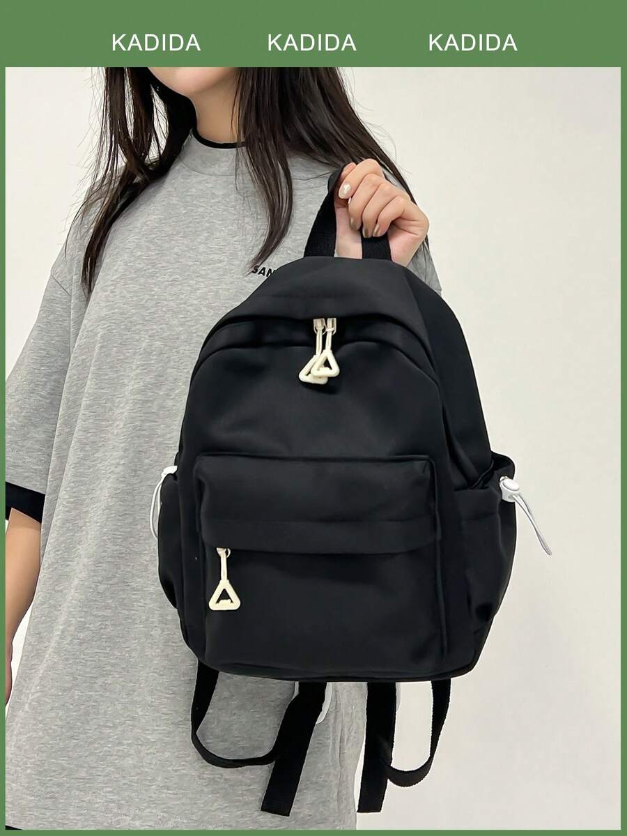 Small Solid Color Backpack - Black - View 1