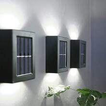1入組4LED太陽能牆燈套裝，雙向照明戶外日光感應燈，防水現代北歐風格裝飾，適用於門廊、小徑、花園、院子、草坪、露台、圍欄和小巷等場所 - 彩色 - 查看 4