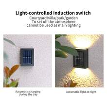 1入組4LED太陽能牆燈套裝，雙向照明戶外日光感應燈，防水現代北歐風格裝飾，適用於門廊、小徑、花園、院子、草坪、露台、圍欄和小巷等場所 - 彩色 - 查看 8