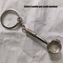 1pc Random Retro Mini Exquisite Coffee Spoon, Miniature Frying Pan Shaped Keychain Pendant, Fashionable And Creative - Silver - View 7