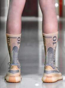 1pc 3d Personalized Socks With Dollar Element Print, Street Style Matching Creativity Over-The-Knee Casual Socks - Multicolor - View 6
