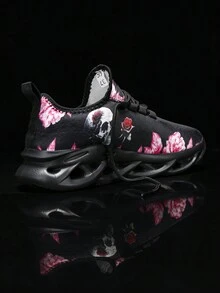 Zapatos deportivos informales con calaveras en estilo gótico de Halloween para hombres y mujeres, zapatos para correr de estilo cuchilla ligera para parejas, zapatos para hombres de moda y versátiles - Rosa - Ver 5