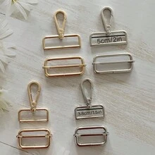 3入組帶方尾扣DIY配件，金色和銀色金屬扣，鋼絲拉芯扣，肩帶扣，狗繩扣，背包肩帶材料 - 金色 - 查看 6