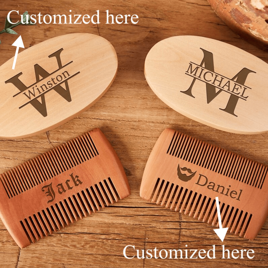 Drewniany grzebień i szczotka do brody Zestaw prezentowy dla niego, prezent na dzień ojca, idealny dla taty/chłopaka/męża/drużby/urodzin/fryzjera Wielokrotnego użytku, wielofunkcyjny, ozdobny, oddychający, wykwintny, na rocznice, na walentynki, na dzień matki, na urodziny, na dzień dziecka, na dzień ojca, na ukończenie szkoły, na wesela, na parapetówkę Salon, sypialnia, biuro, herbaciarnia, dom, łazienka, walentynki, dekoracje na walentynki