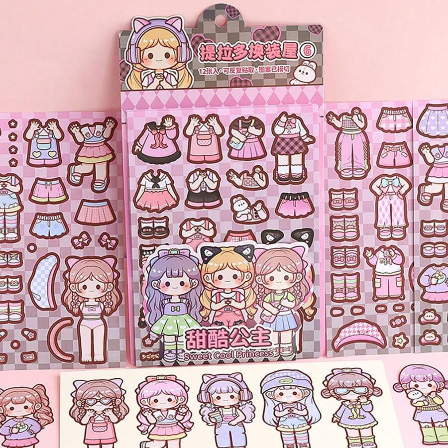A Set Of Clothing Stickers For Sweet And Cool Teenage Girls, Daily Wear Paper Dolls, Girl DIY Cute Cartoon Princess Characters - Sweet Cool Girl - View 1