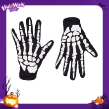 1 对/1 套万圣节道具夜光朋克骷髅爪骨袜子手套男女表演服装鬼手手套派对舞蹈道具万圣节装饰