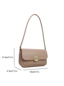 金屬鎖翻蓋方包 - 卡其色 - 查看 6