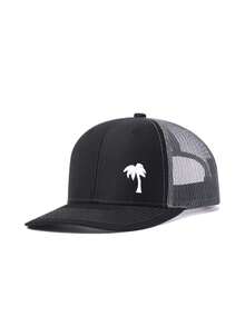 Gorra de béisbol de malla bordada con árbol de palma - Gorra ajustable con protección solar para actividades al aire libre en primavera y verano - Ideal para viajes, vacaciones y vacaciones en la playa - Palmera de cocos - Ver 3