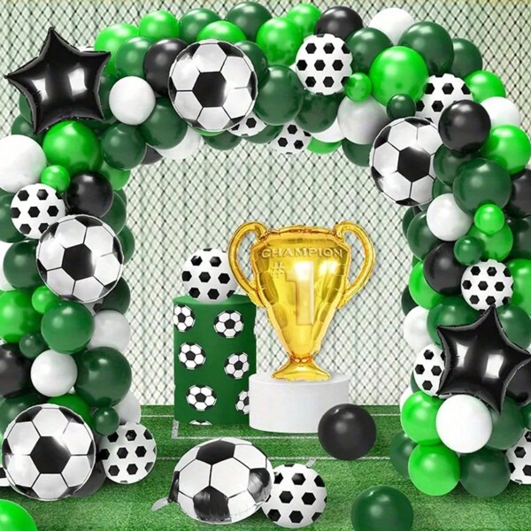 128 Peças Kit de Arco de Balões de Látex com Tema de Futebol para Decoração de Festa de Aniversário, Casamento, Bottom e Suprimentos Domésticos